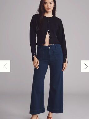 Anthropologie Maeve The Colette Crop High-Rise Wide-Leg Jeans size 30 dark denim